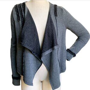 Mystree Asymmetric Zip Jacket Ruffle Accent Sz M Gray #53B